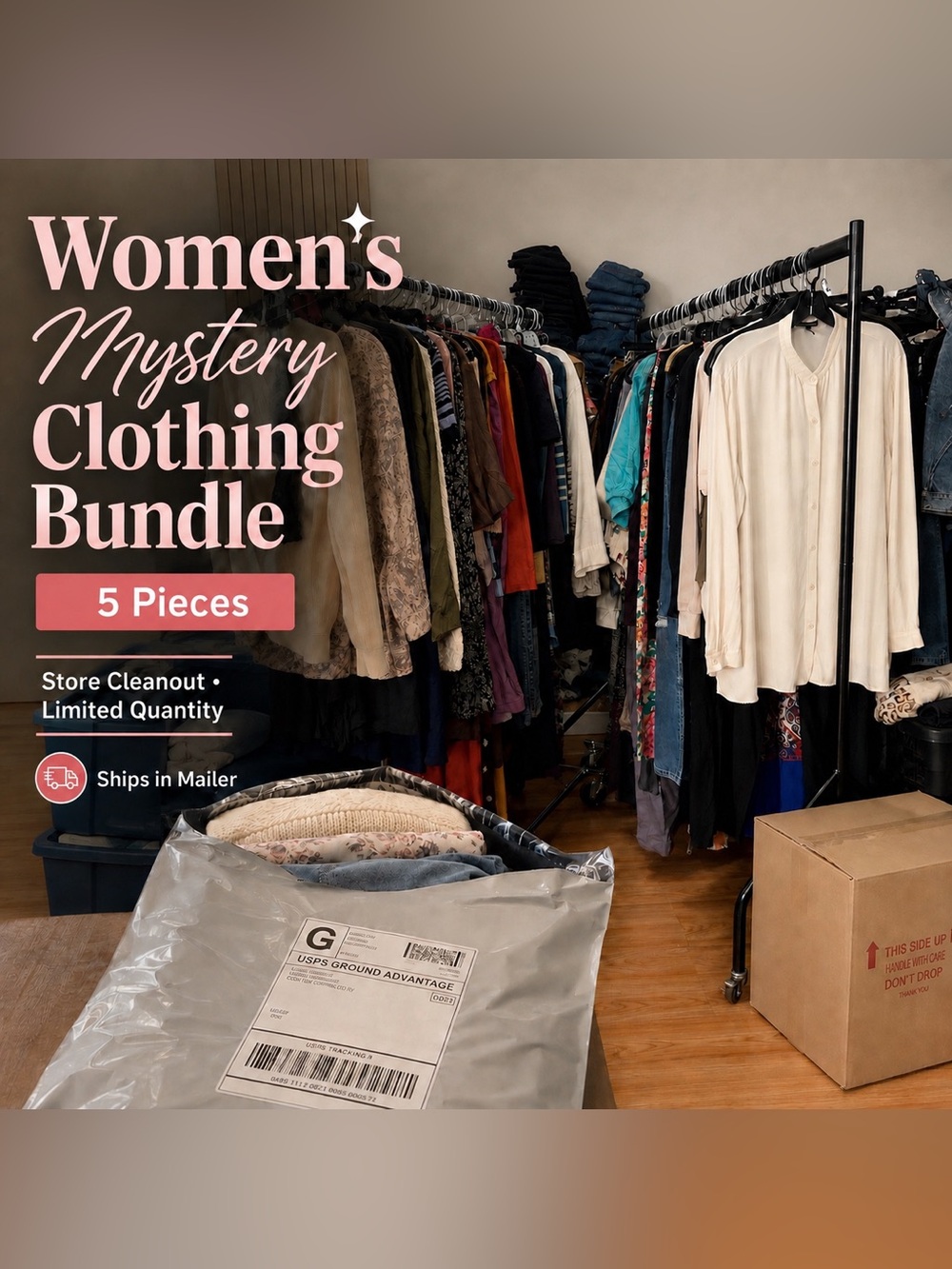 Women’s 5 Piece Reseller Clothing Bundle Lot Size Large